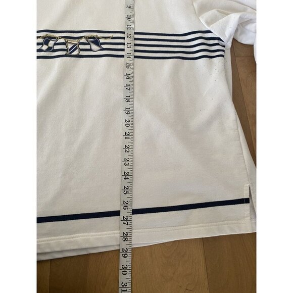 Needle & Threads Women's 3X Ivory/Navy Nautical Knit Top Long Sleeve - Picture 9 of 11